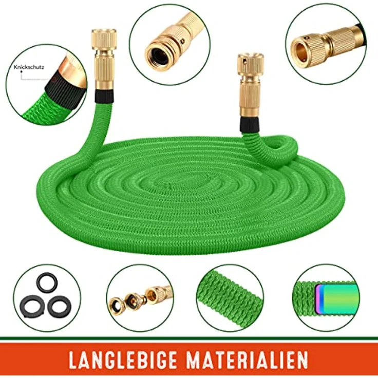 Gardebruk Gartenschlauch flexibel 3fach Latexkern Vollmessing Adapter outdoor Flexschlauch Wasserschlauch – Bild 6
