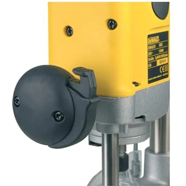 DeWalt Oberfräse (1,100 Watt, Vollwellenelektronik mit konstanter Drehzahl, Fräskorbführung, Sanftanlauf, Spindelarretierung, Feinjustierung, inkl. TSTAK Box VI und Zubehör) DW621KT – Bild 6