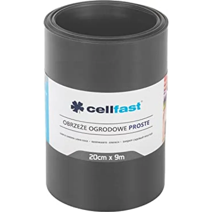 Cellfast Rasenkante Glatt Gartenzaun Beeteinfasung Mähkante Garten Palisade Wurzelsperre Kunststoff Graphit 10cm x 9m, 5901828850882