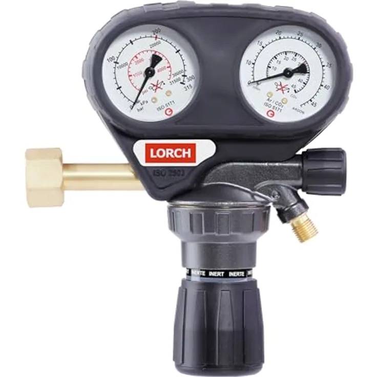 Lorch 570.9265.0 Druckminderer für Argon, Mischgas und CO2, 1-stufig mit Mengen- und Inhaltsmanometer