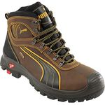 PUMA Safety Sierra Nevada Mid, Sicherheitsschuh S3 WR HRO SRC, gefettetes Vollrindleder, braun, mit atmungsaktiver SYMPATEX® Membran und rutschfester Gummisohle
