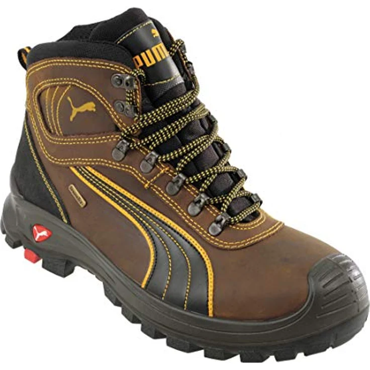 PUMA Safety Sierra Nevada Mid, Sicherheitsschuh S3 WR HRO SRC, gefettetes Vollrindleder, braun, mit atmungsaktiver SYMPATEX® Membran und rutschfester Gummisohle – Bild 1