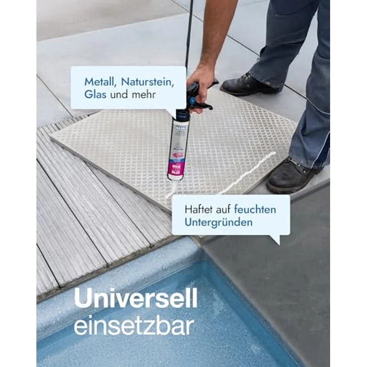 OTTOCOLL M 550 HiTack Hybrid-Klebstoff, 310ml, weiß - Extrem hohe Anfangshaftung, für Holz, Metall, Kunststoff & Naturstein, Innen- und Außenanwendung – Bild 4