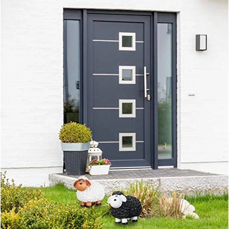 Relaxdays XXL Gartenfigur Schaf, handbemalt, wetterfest, Keramik, 44 cm, schwarz – Bild 5