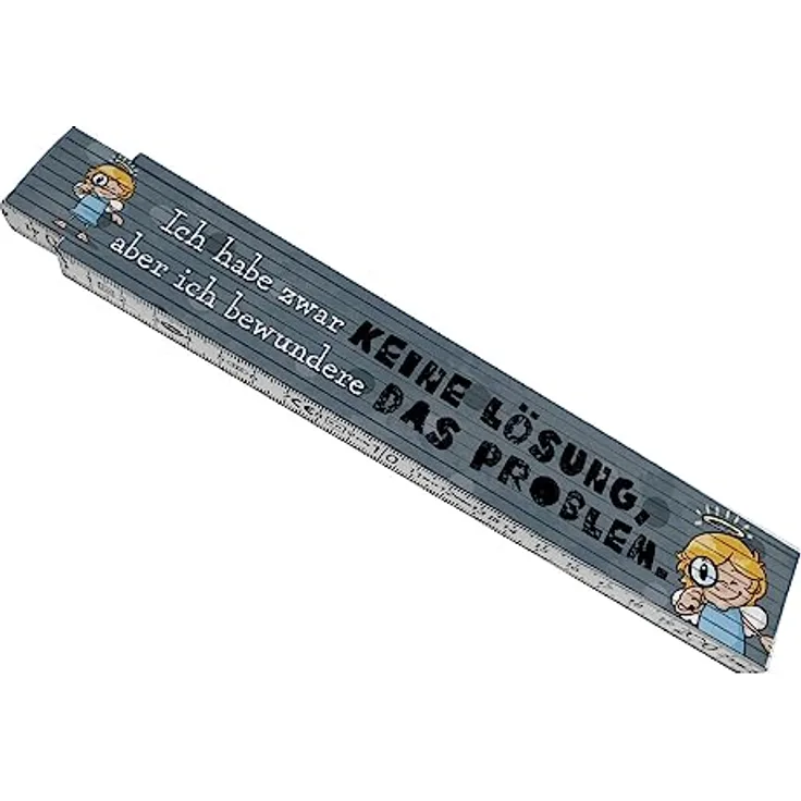 speecheese Engel Meterstab aus Holz mit Spruch - Keine Lösung, aber Bewunderung fürs Problem, humorvolle Meßlatte für Handwerker, 24x3,5 cm