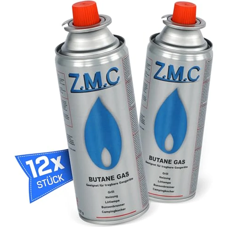 12 Kartuschen Butan Gas Kartusche Butangas Gaskartuschen Bunsenbrenner Campingkocher Gaskocher 227g Silber – Bild 2