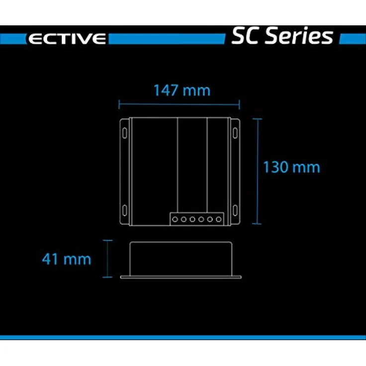 ECTIVE MPPT-Laderegler SC 20-12/24V, 20A, 240/480 Wp, 50V, mit Temperatursensor, PV Überlastungs- & Überspannungsschutz, in Schwarz - Solarregler & Ladegerät Controller – Bild 3