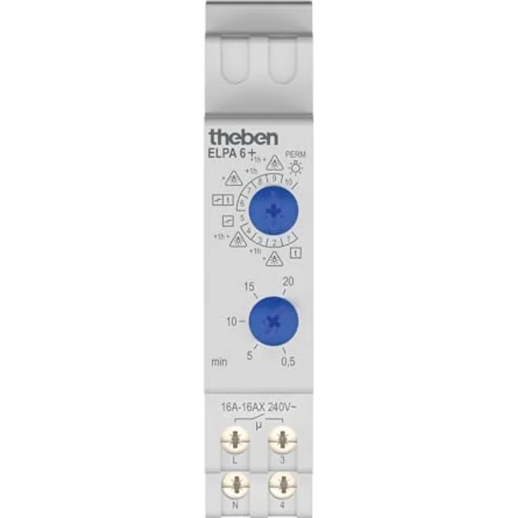 Theben ELPA 6 plus, Zeitschaltuhr mit 10 Funktionen, für LED-Leuchten optimiert, 3- und 4-Draht-Anschluss