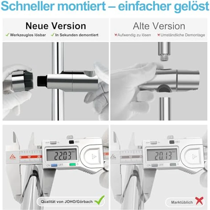 Görbach Duschset Edelstahl Duschstange mit Duschkopfhalterung, 70 cm, Chrom, wahlweise mit verstellbarer Duschablage und flexibler Montage – Bild 2