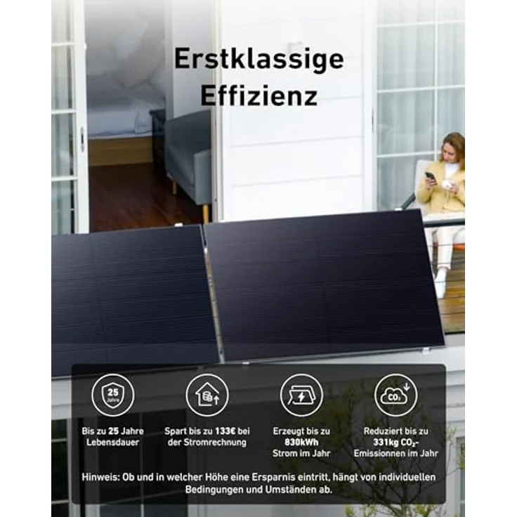 Anker SOLIX Balkonsolarsystem(820W), 23% Effizienz, Glattes schwarzes Design, Gratis OTA Upgrade auf 800W, Mit WLAN – Bild 5