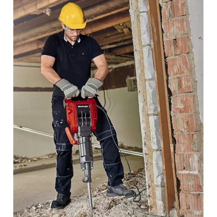 Einhell Abbruchhammer TE-DH 50 (1.700 W, 50 J Einzelschlagstärke, SDS-Hex-Werkzeugaufnahme, schwingungsgedämpfter Hauptgriff, Softstart, inkl. Spitz--Flachmeißel, Trolley) – Bild 5