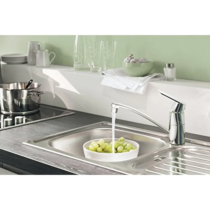 Grohe Eurosmart Cosmopolitan Einhand-Spültischbatterie mit integriertem Absperrventil, flacher Auslauf, Chrom – Bild 6