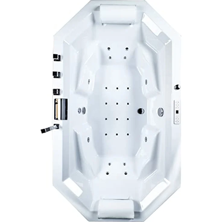 Basera® Whirlpool-Badewanne PREMIUM Indoor Podest-Whirlpool Badewanne Bora Bora 200 x 115 cm, mit 24 Massagedüsen, Heizung, Ozongenerator, Hochglanz-Weiß – Bild 2