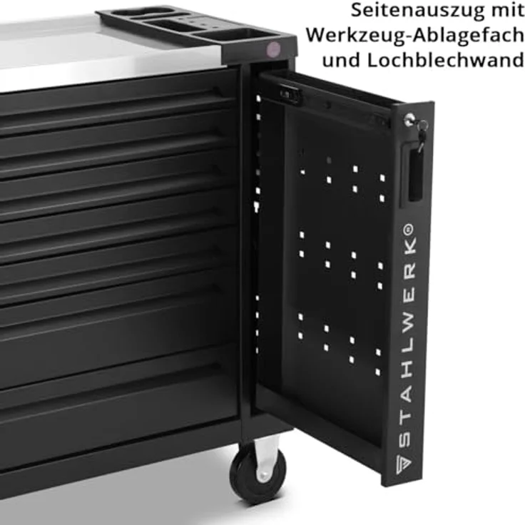 STAHLWERK Werkzeugwagen Werkstattwagen EAGLE, Montagewagen mit 7 Schubladen und Papierrollenhalter, blau – Bild 7