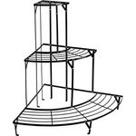 Spetebo Metall Eck Blumenregal schwarz 75 x 60 cm - halbrund - Pflanzenständer mit 3 Etagen - Blumen Pflanzen Hocker Ständer Treppe Regal 3 Ablagen