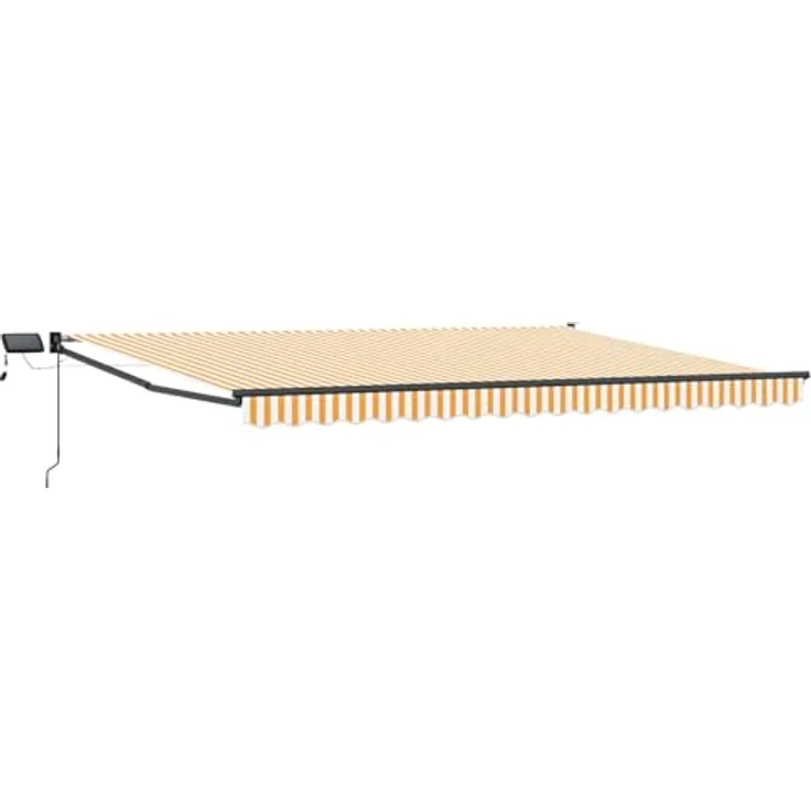 vidaXL Manuelle Gelenkarmmarkise mit solarbetriebenen LEDs, Orange und Weiß, 5 x 3 m, wasserabweisender Polyesterstoff – Bild 1