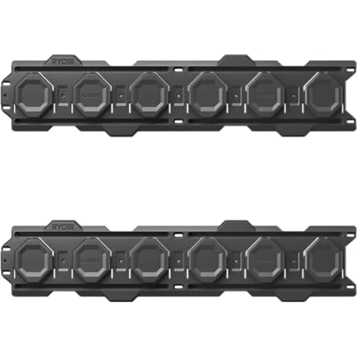 RYOBI LINK Aufbewahrungssystem RSL2WR-2, Modularer Wandträger 2er-Set, 84 cm, bis zu 34 kg pro 30 cm, kompatibel mit Aufbewahrungsboxen – Bild 1