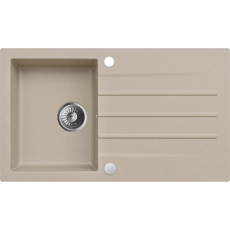 Axis Group Granitspüle Mojito 100, Einbauspüle 86 x 50 cm, beige, kratzfest, modern, mit platzsparendem Siphon