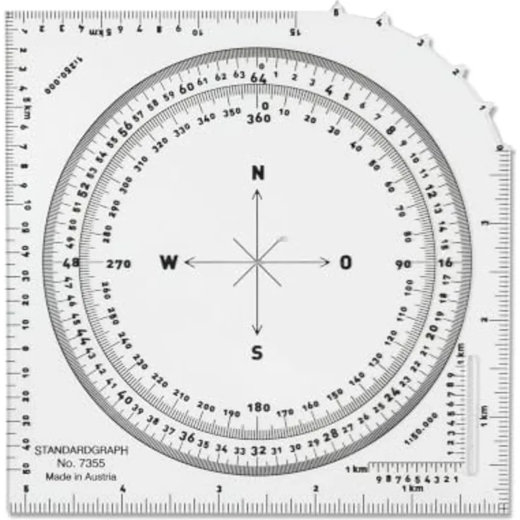 STANDARDGRAPH Kartenwinkelmesser 7355, präzises Zeichen- und Messwerkzeug für exakte Winkelbestimmung und Navigation
