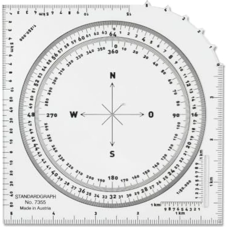 STANDARDGRAPH Kartenwinkelmesser 7355, präzises Zeichen- und Messwerkzeug für exakte Winkelbestimmung und Navigation – Bild 1