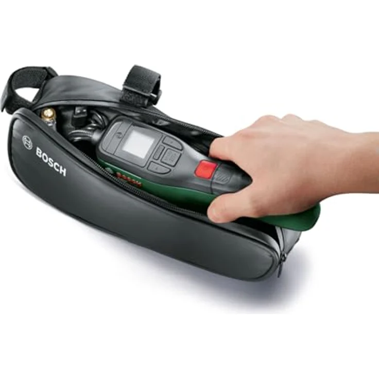 Bosch EasyPump elektrische Fahrradpumpe/Luftpumpe/Mini Kompressor (3,0 Ah Akku; 3,6 Volt; Autostop-Funktion; 150 PSI; 10,3 bar; LED; USB-C®; 3x Adapter; Fahrradtasche) – Bild 4