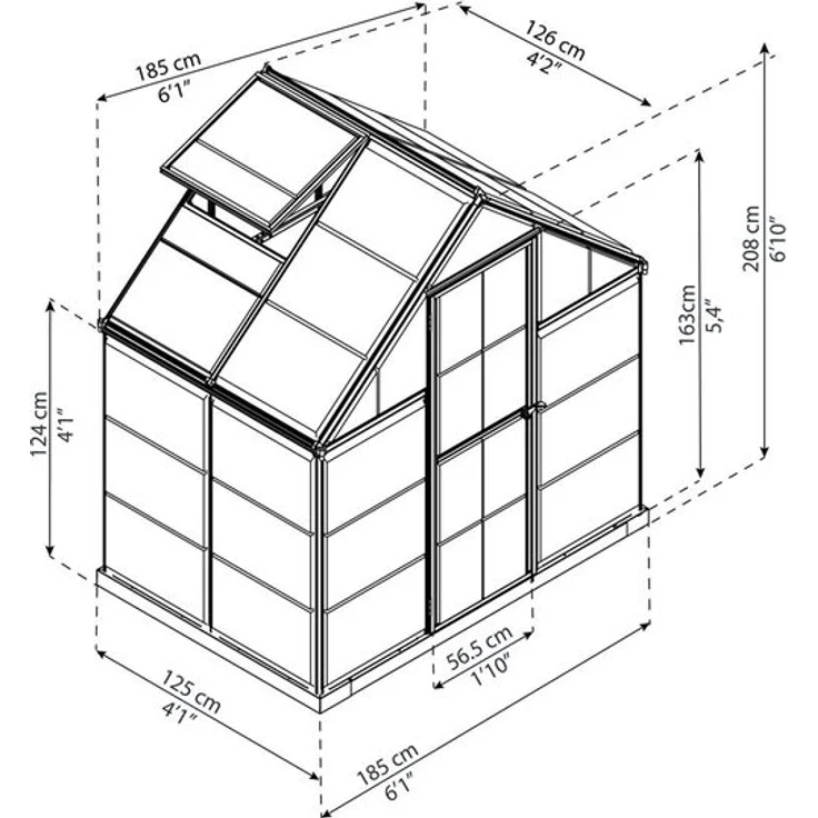 Palram - Canopia Gewächshaus Harmony 6x4 Grün – Bild 7