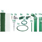 Alberts Maschendrahtzaun als Zaun-Komplettset, mit Einschlagbodenhülse | grün | Höhe 150 cm | Länge 25 m 
(633356)