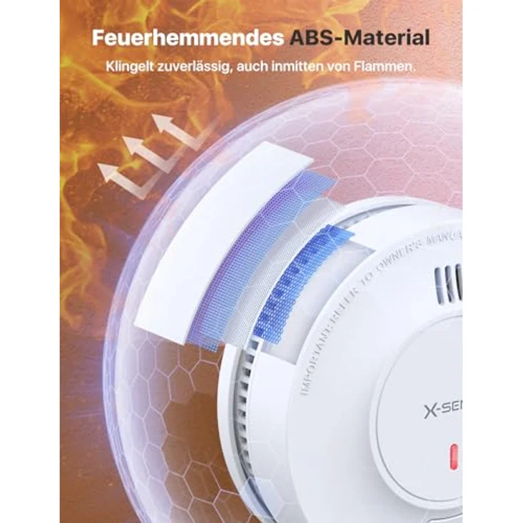 X-SENSE SD2J0AX Rauchmelder, mit 10-Jahres-Batterie und Batteriewarnung, fotoelektrischer Sensor – Bild 4