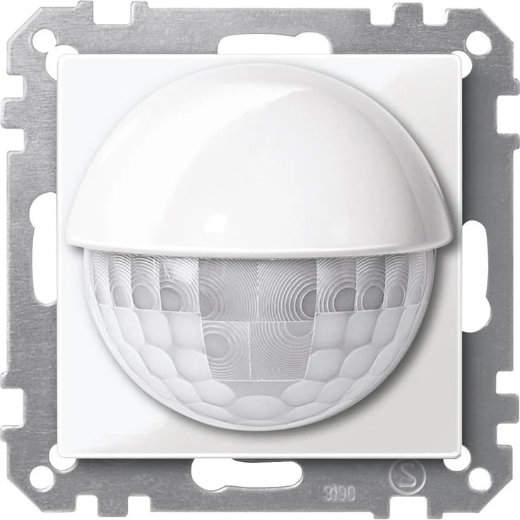 Schneider KNX ARGUS 180, Bewegungsmelder Unterputz mit 180° Erfassungswinkel, polarweiss glänzend, für System M, Reichweite 12 m, zwei Sensoren, stufenlos einstellbar