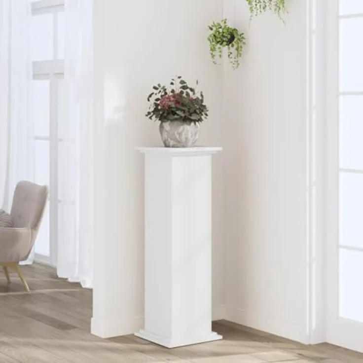 vidaXL Blumenständer Pflanzenständer Weiß 33x33x100 cm Holzwerkstoff mit großer Oberfläche und zeitlosem Design – Bild 2