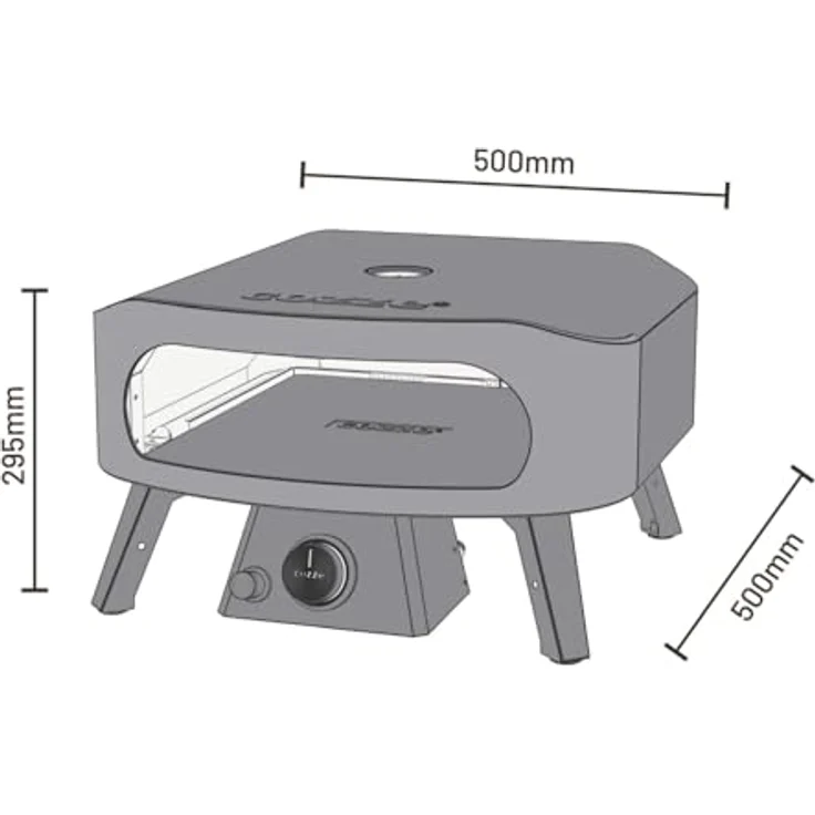 COZZE Gas-Pizzaofen Classic 13", 6 kW Edelstahlbrenner, Backtemperatur bis 450°C, inkl. Pizzastein, tragbar, Grillfläche 34 x 34 cm – Bild 7