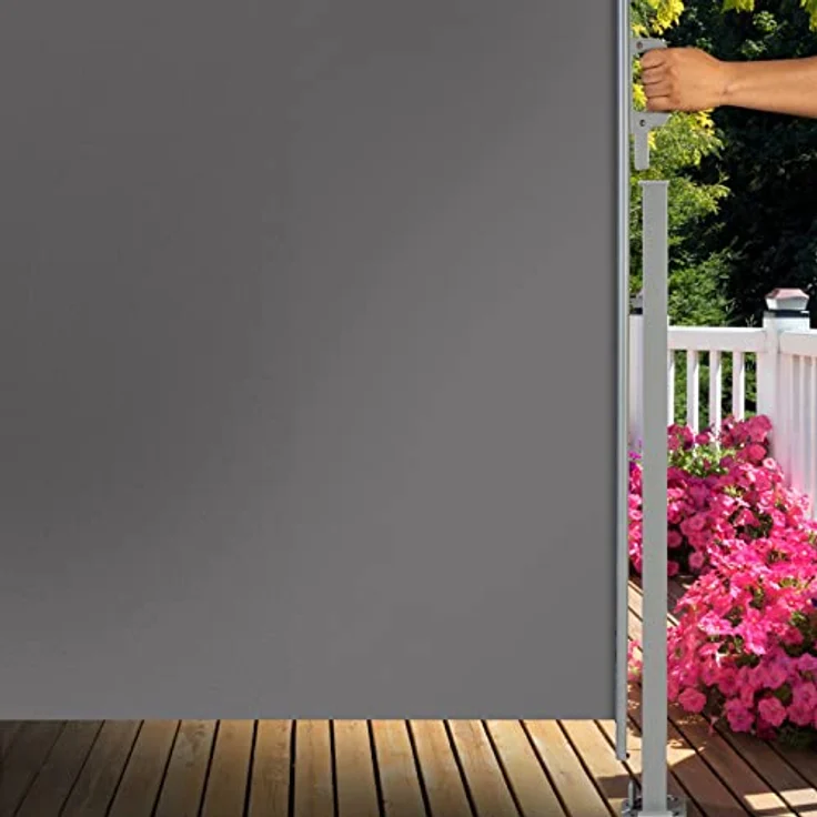SVITA Seitenmarkise ausziehbar Sichtschutz Balkonmarkise UV50+Terrasse 500x160cm Hellgrau – Bild 9
