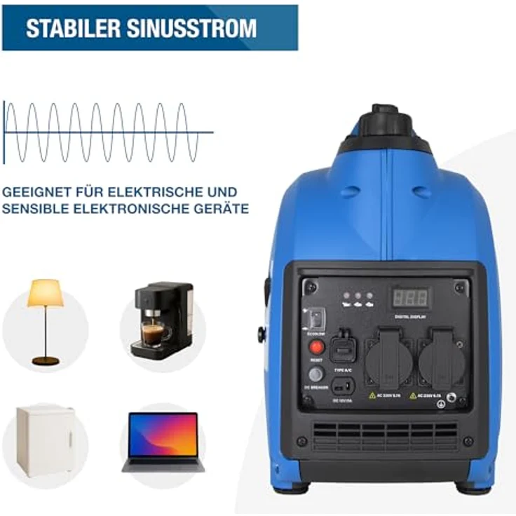 HYUNDAI Inverter-Generator HY2300Si D, tragbar mit 2.2 kW Leistung, 2 x 230V, 1 x 12V, 1 x USB, leise und mit ECO-Modus – Bild 4