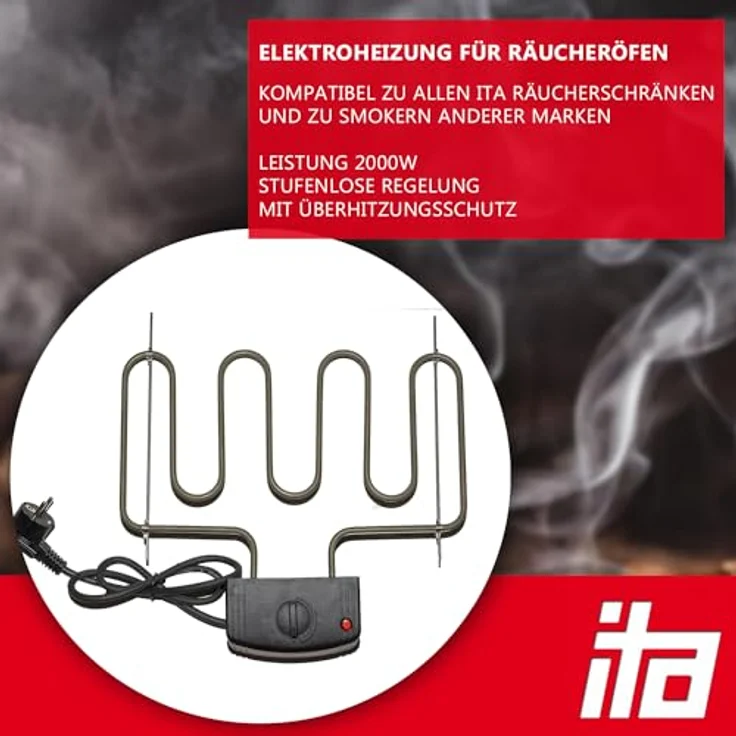 ITA Elektrischer Räucherofen 7003, Premium XL Räucherschrank 111 cm aus legiertem Stahl mit Elektroheizung, Smoker für Kalträuchern & Heißräuchern, Made in EU mit Zubehör – Bild 2