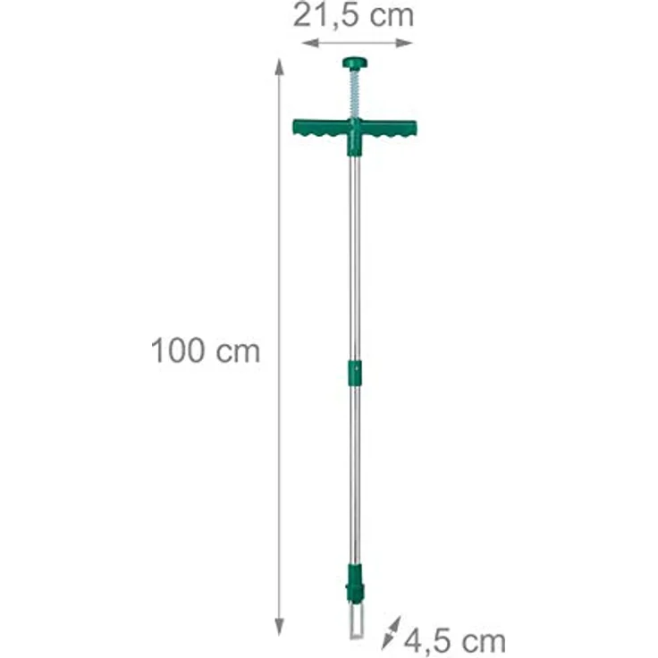 Relaxdays, grün Unkrautstecher, Löwenzahnstecher mit Stahlkrallen & Auswerfer, Entfernen von Unkraut ohne Bücken, 100cm – Bild 4
