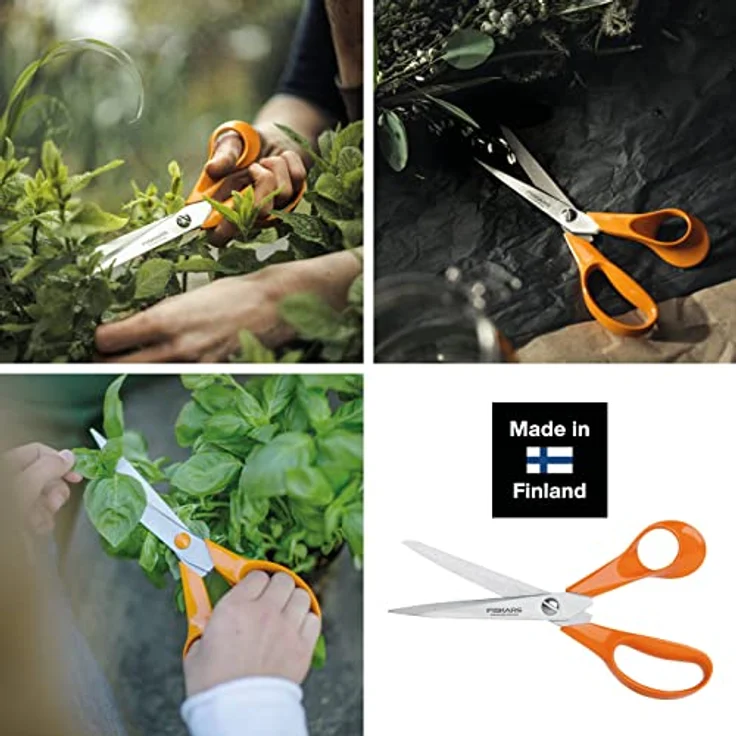 Fiskars Universalschere, Länge 21 cm, Rostfreie Stahl-Klinge-Kunststoff-Griffe, Orange, Classic, S90, 1001539 mittelgroß – Bild 3