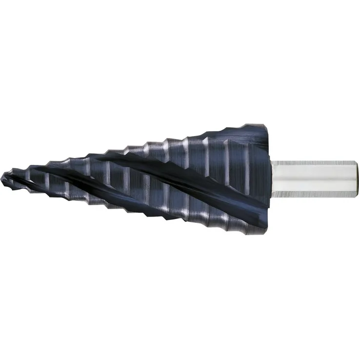 Exact Stufenbohrer HSS TiAlN, Universalbohrer mit 4-fach Spiralnute, Durchmesser 4-12 mm, Kreuzanschliff, 3-Flächenschaft