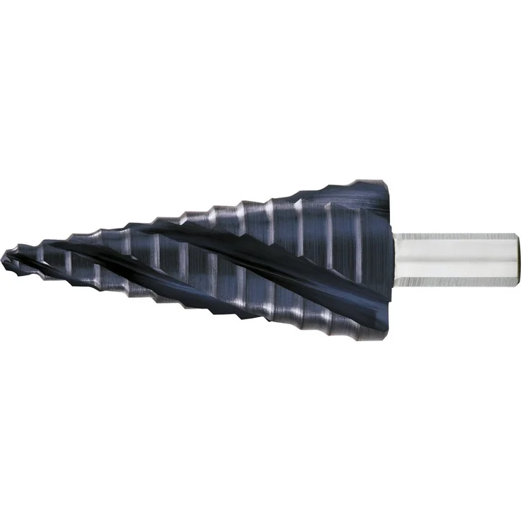 Exact Stufenbohrer HSS TiAlN, Universalbohrer mit 4-fach Spiralnute, Durchmesser 4-12 mm, Kreuzanschliff, 3-Flächenschaft – Bild 1