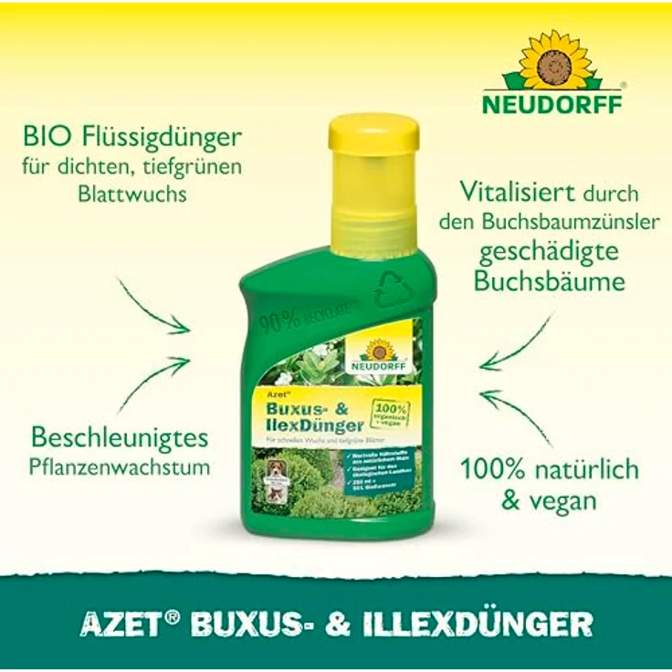 Neudorff Azet Buxus- & IlexDünger, 100% natürlicher Bio Flüssigdünger für gesundes Wachstum und kräftig grüne Immergrüne, 250 ml – Bild 2