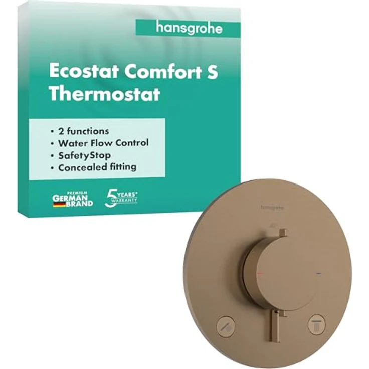hansgrohe Ecostat Comfort S Duschthermostat Unterputz, Mischbatterie für 2 Verbraucher mit SafetyStop bei 40°C, brushed bronze, 33715140 – Bild 1