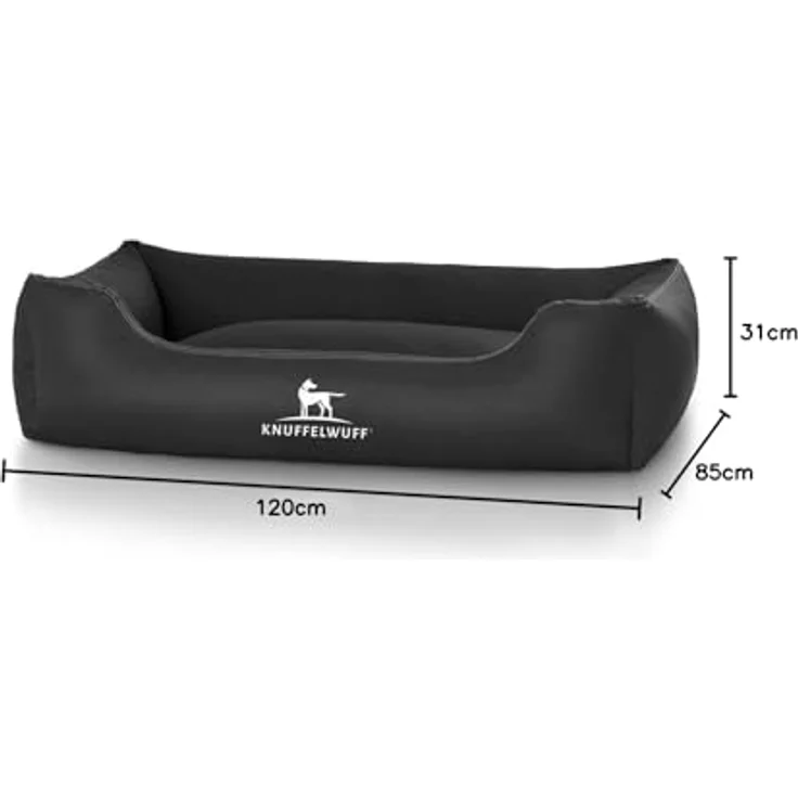 Knuffelwuff Leder Hundebett Sidney Schwarz XXL – Bild 5