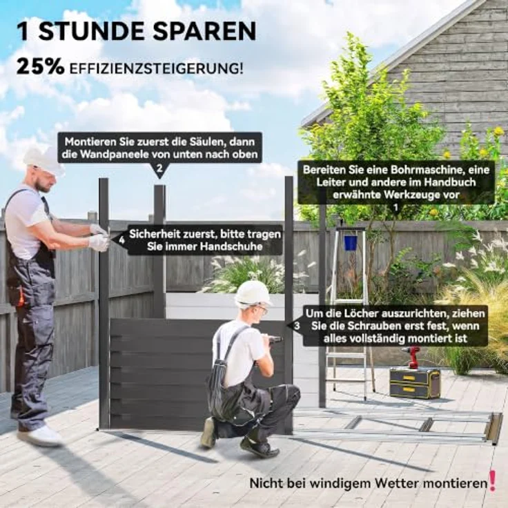 Outsunny Metall Gerätehaus 3,5 m², Geräteschuppen mit Pultdach und Doppelschiebetür, dunkelgrau – Bild 3