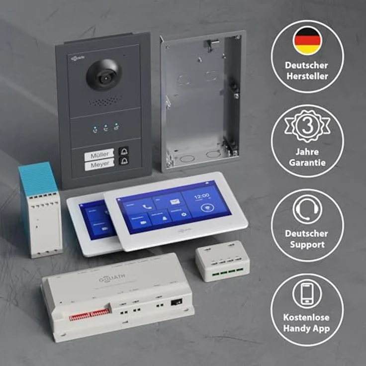 Goliath Intercom Video-Türsprechanlage Basic-Line, 7-Zoll Monitor, 170° HD Kamera, Weiß/Schwarz, für 2-Familienhaus, App-fähig, 2-Draht BUS Technologie – Bild 5