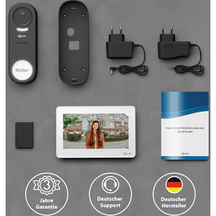 Goliath Intercom Funk Video Türklingel mit 120° Weitwinkelkamera, 7-Zoll-Monitor, Nachtsicht, IP65, interner Speicher für 100 Bilder, akkubetrieben – Bild 8