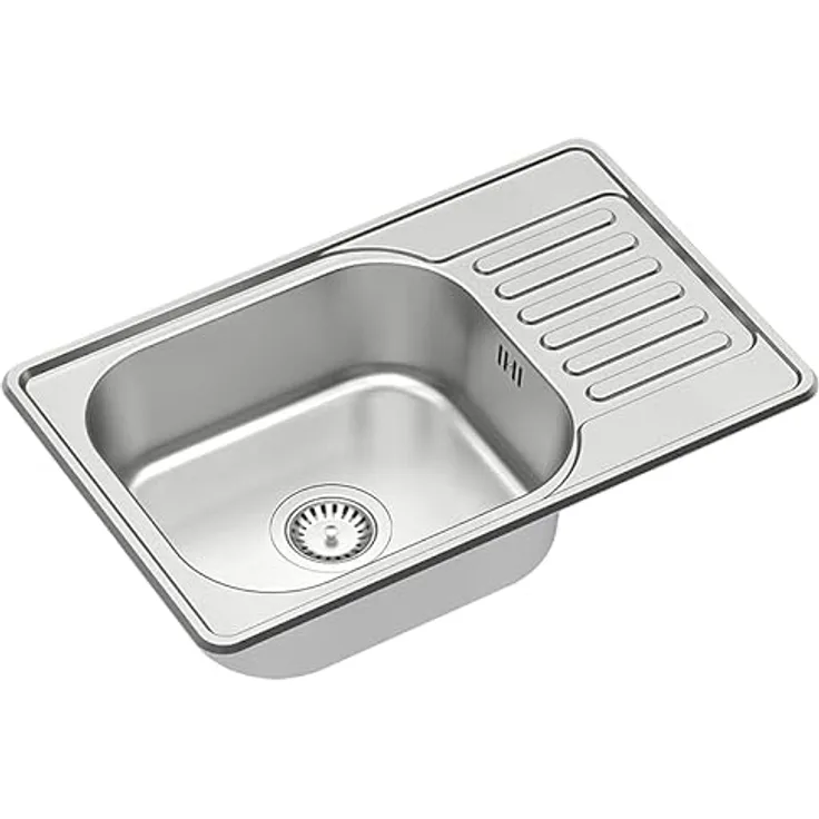 Quadron EDDIE Einbeckenspüle, Edelstahl Küchenspüle 50 cm, Farbe Flachs, Abfluss inklusive, hygienisch und pflegeleicht