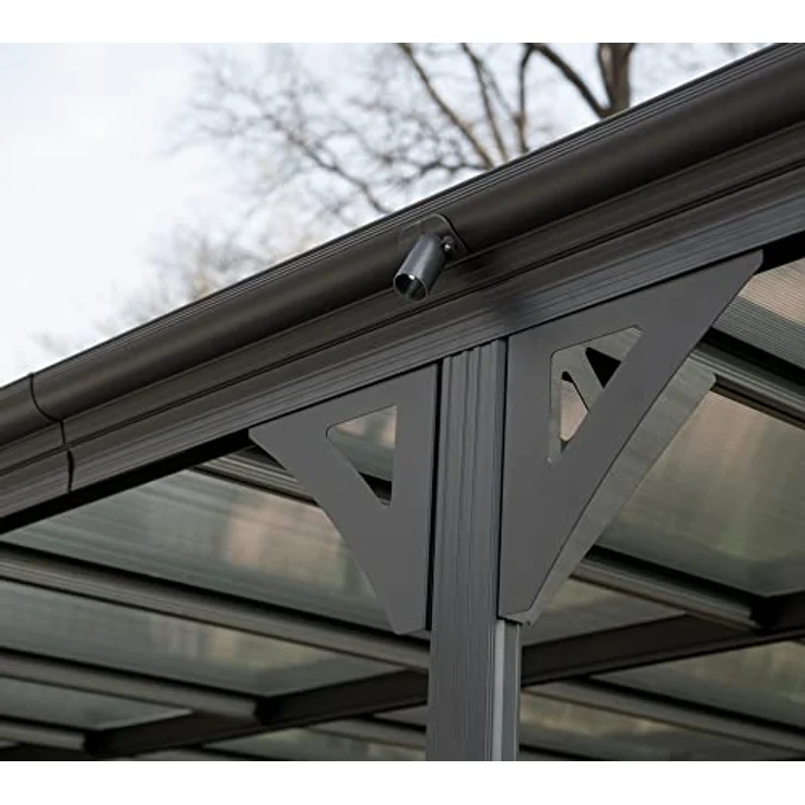 WESTMANN Carport Helsinki 15m² | 503x305x232 cm Grau | Flachdach Überdachung aus Aluminium | Motorrad- & Autounterstand inklusive Regenrinne – Bild 3
