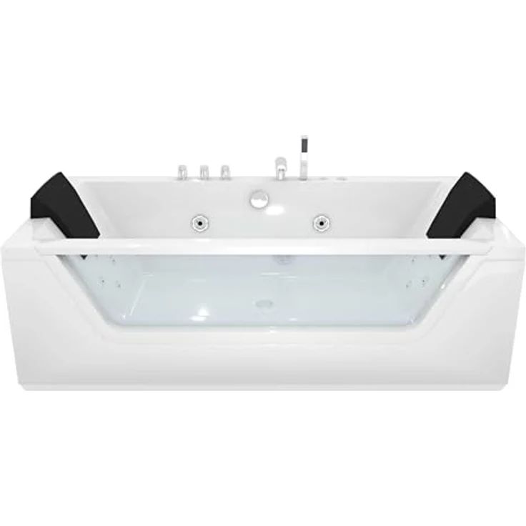 AcquaVapore Whirlpool Pool Badewanne W83-B, 180x90 cm, 2-Personen, 1100W Wassermassage, 100% Acryl, inkl. Armaturen und Frontschürzen – Bild 1