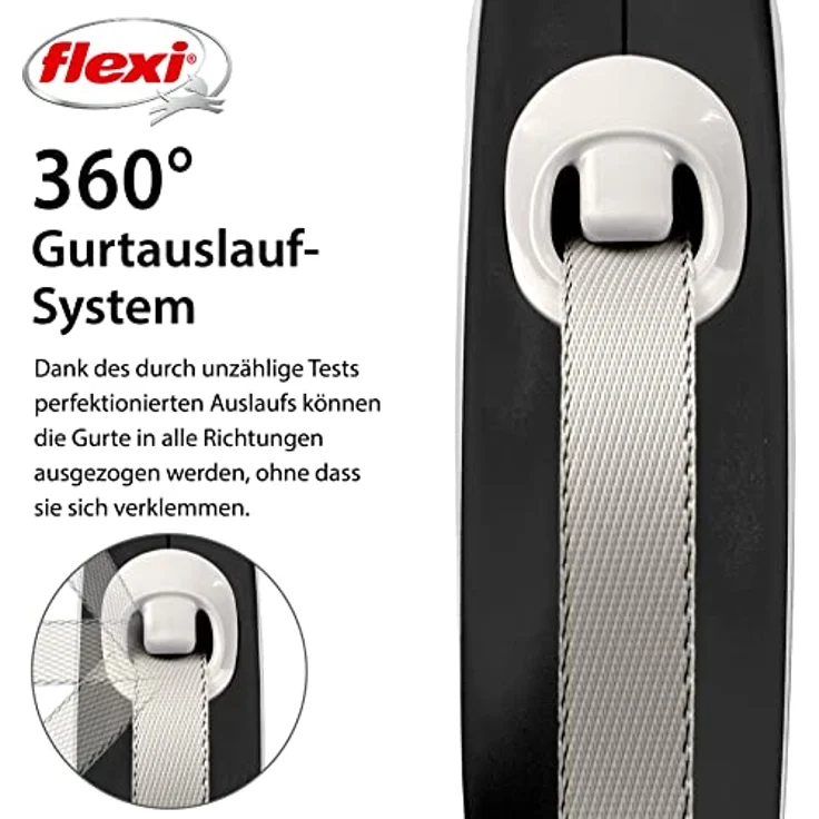 Flexi - Rollschnur New Comfort Band - 8 Meter Langes Kabel bis 50 kg - Schwarz - 1 Stück, Large – Bild 3