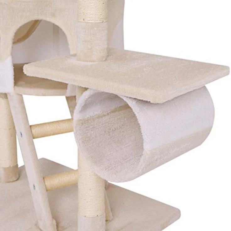 lionto Kratzbaum XXL Kletterbaum Katzenkratzbaum Katzenbaum höhenverstellbar 230-250 cm, beige/weiß – Bild 5