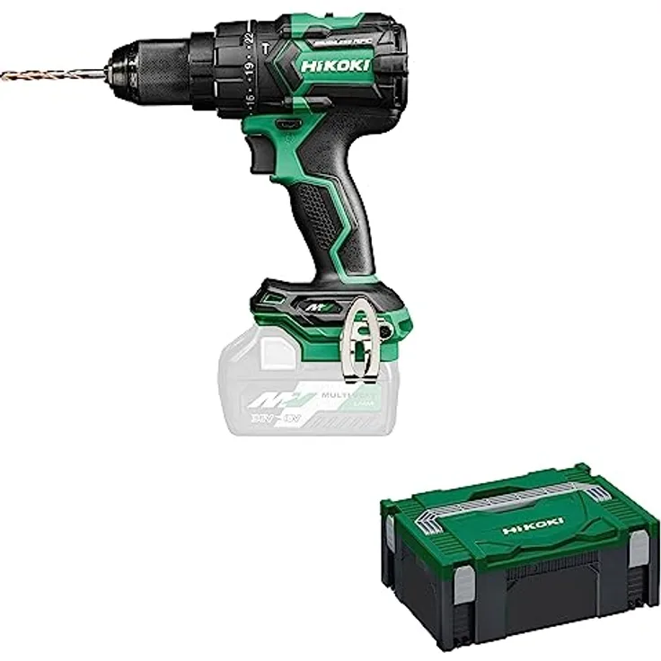 HIKOKI Akku Schlagbohrschrauber DV36DCW2Z, 13 mm Metall-Schnellspannbohrfutter (36V, Max. Festdrehmoment hart: 155 Nm, Brushless, Zubehör: 1 Zusatzhandgriff, 1 HSCII Koffer, ohne Akku und Ladegerät)
